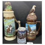 Ceramic Beer Steins & Budweiser Beer Stein.