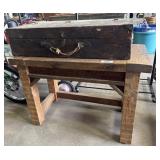 Primitive Wooden Tool Box, Rustic Timber Side