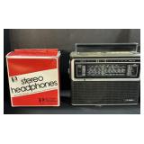 Hal Leonard Headphones, GE 10 Band Radio.