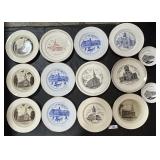 14 Vtg Local Church Commemorative Plates.