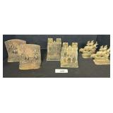 3 Cast Metal Ornate Book Ends.