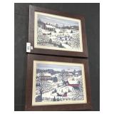 (2) 1960ï¿½s-70ï¿½s Hattie Brunner Folk Art Prints.