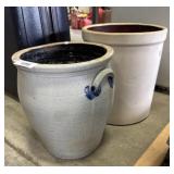 (2) Blue Decorated Stoneware Crocks.