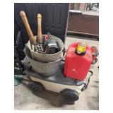 Suncast Garden Cart, Galvanized Buckets,