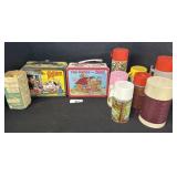 Vintage Tin Lunchboxes, Cartoon Thermoses.
