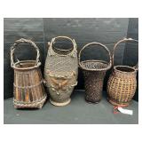4 Japanese Ikebana Baskets.
