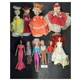 Lot Of Vintage Dolls, Barbies, Cloth Faced.