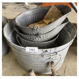 (2) Galvanized WashTubs, Bucket & Coal Buckets.