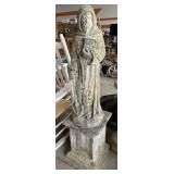 Saint Fiacre Cast Stone Garden Statue & Pedestal.