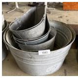 (2) Galvanized WashTubs, Bucket & Coal Buckets.