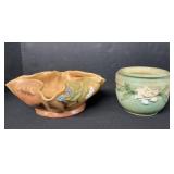 Roseville White Rose Case & Weller Pottery Bowl.
