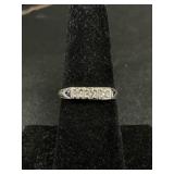 18KT White Gold Diamond Ring W/Sapphire Accents.
