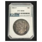 Slabbed 1885-O 90% Silver Morgan Dollar.