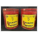 Pair Of Buckeye Pretzels Advertising Tins.