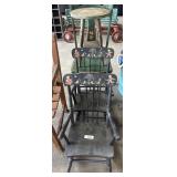 (3) Folk Art Painted Chairs, Turned Leg Side
