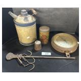Tin Can & Baking Powder Tin, Vtg Produce Scale.