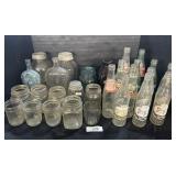 Vtg Mason Jars, Soda & Beverage Adv Bottles.