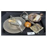 Candlestick Holder, Metal Plate, Seashell Figure.