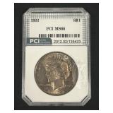 90% Silver Slabbed 1922 Peace Dollar