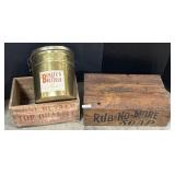 Summit City Soap & Potato Adv Crates, & Tin.