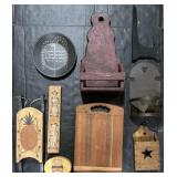 Cookie Mold, Wooden Cutting Board & Caddies.