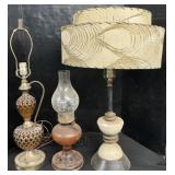 Mid Century Atomic Lamp, Pink Glass Oil Lamp.