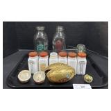 Seasoning Jars, Milk Bottles.