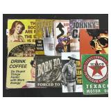 10 Metal Signs (Texaco, Coors Beer, Elvis).