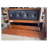 Black Tufted Cherry Headboard & Frame.