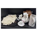 Table Runner & Ceramic Pitchers.
