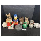 Vtg Coin Banks, Disney, Snoopy, Animals.
