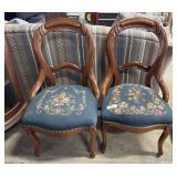 (2) Vtg Carved Upholstered Side Chairs.
