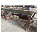Vtg Wooden Workbench w/ 4in Vise.