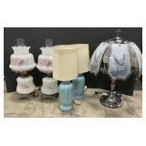 Bald Eagle, Ceramic & Hurricane Lamps.