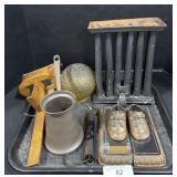 Antique Candle Mold, Small Baby Shoe Plaques.