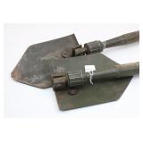 Pair of U.S. Military Folding Shovels-Wood Handles