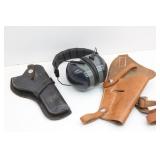 (2) Leather Holsters & Champion Earmuffs