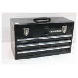HUSKY 3-Drawer Black Metal Tool Box w/ Tray