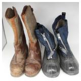 Cleated Leather  Boots & Size 10 Snow Boots