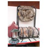 Camo Packs & Camp Stool,  Coleman Lantern /case