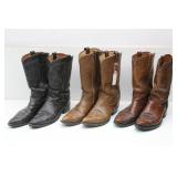 (3) Sets of Leather Western Cowboy Boots