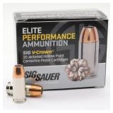 20rds Sig Sauer 9mm Luger 124gr V-Crown Cartridges