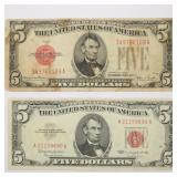 1928 & 1963 $5 United States Notes