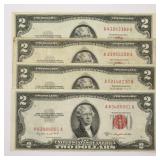 (4) 1953 $2 Bills