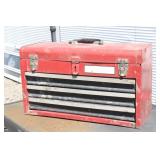 3-Drawer Red Metal Tool Box with Handle &...