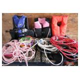 Boating Life Vests & Assorted Tow Ropes