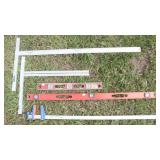 (2) Dry Wall T-Squares, (2) Levels & Bar Clamp..