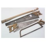 (3) Saws & Adze Wood Handle
