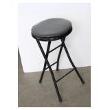 Black Metal Folding Home Stool with Padded Seat