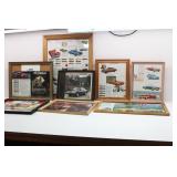 (8) Wood Framed Car Ad Prints